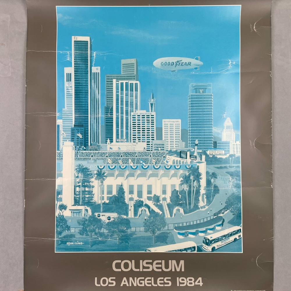 Vintage 1984 Stan Cline Los Angeles Coliseum Olympics Poster Nostalgia Graphics